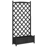 Planter with black trellis solid fir wood