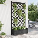 Planter with black trellis solid fir wood