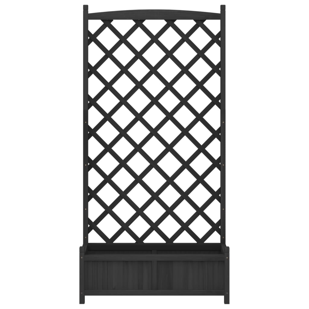 Planter with black trellis solid fir wood