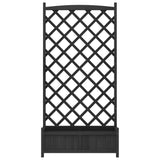 Planter with black trellis solid fir wood