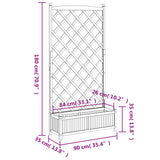 Planter with black trellis solid fir wood