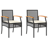 Chaises de jardin coussins lot de 2 noir résine tressée acacia