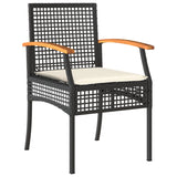 Chaises de jardin coussins lot de 2 noir résine tressée acacia