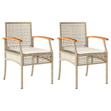 Chaises de jardin coussins lot de 2 beige résine tressée acacia