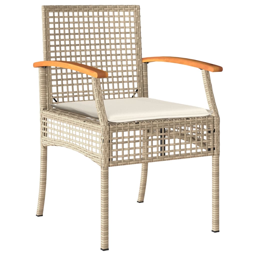 Chaises de jardin coussins lot de 2 beige résine tressée acacia