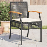 Chaises de jardin coussins lot de 4 noir résine tressée acacia