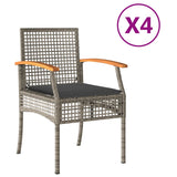 Chaises de jardin coussins lot de 4 gris résine tressée acacia