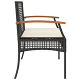 Banc de jardin avec coussin noir résine tressée et acacia