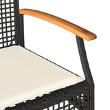 Banc de jardin avec coussin noir résine tressée et acacia