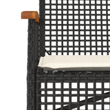 Banc de jardin avec coussin noir résine tressée et acacia