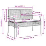 Banc de jardin avec coussin noir résine tressée et acacia