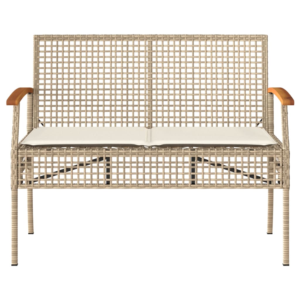 Banc de jardin avec coussin beige résine tressée et acacia