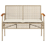 Banc de jardin avec coussin beige résine tressée et acacia