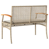 Banc de jardin avec coussin beige résine tressée et acacia