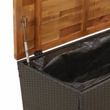 Black garden storage box woven resin acacia wood