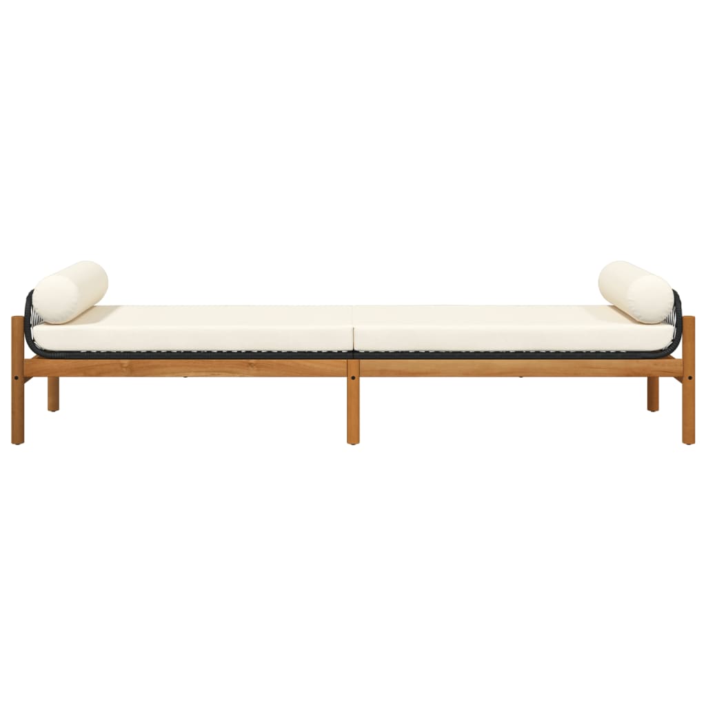 Banc de jardin avec coussin noir résine tressée acacia