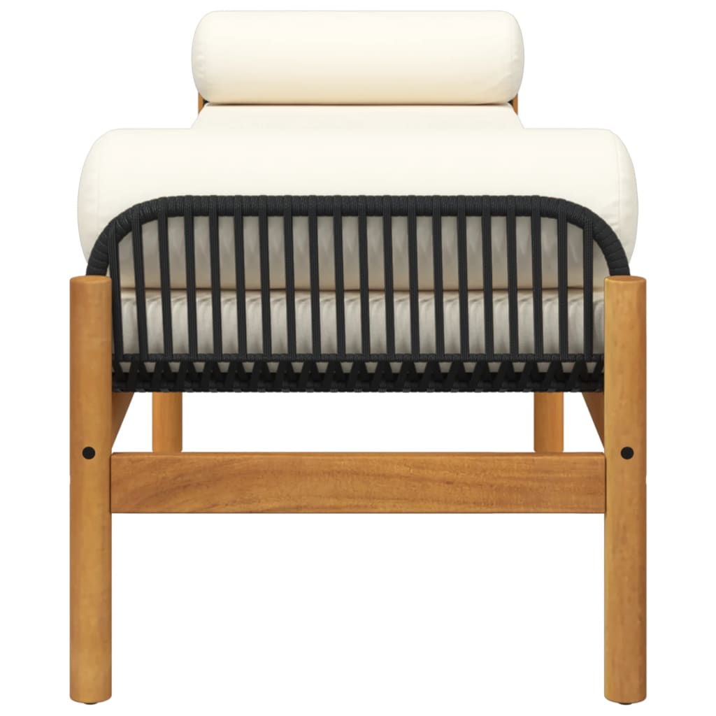 Banc de jardin avec coussin noir résine tressée acacia