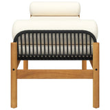 Banc de jardin avec coussin noir résine tressée acacia