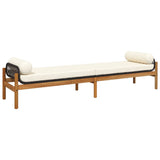 Banc de jardin avec coussin noir résine tressée acacia