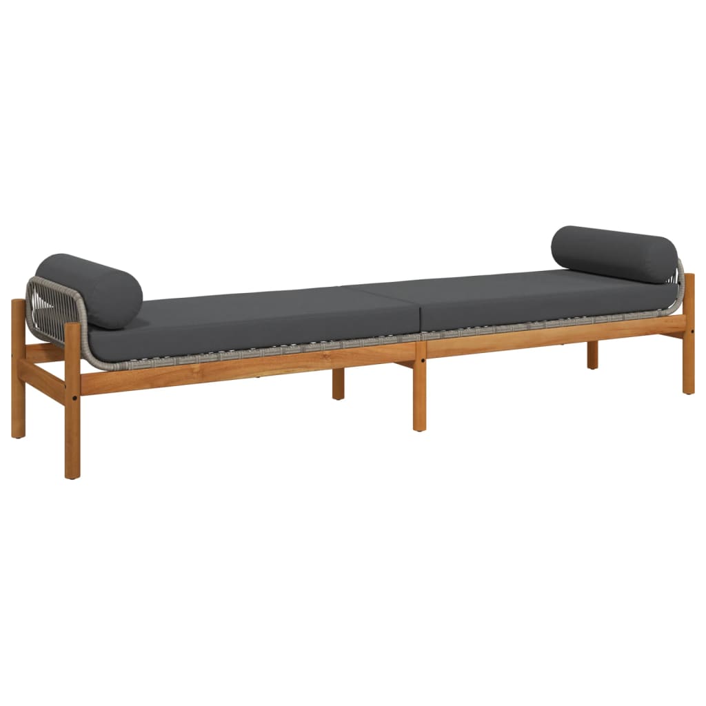 Banc de jardin avec coussin gris résine tressée acacia