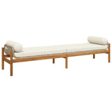 Banc de jardin avec coussin beige résine tressée acacia