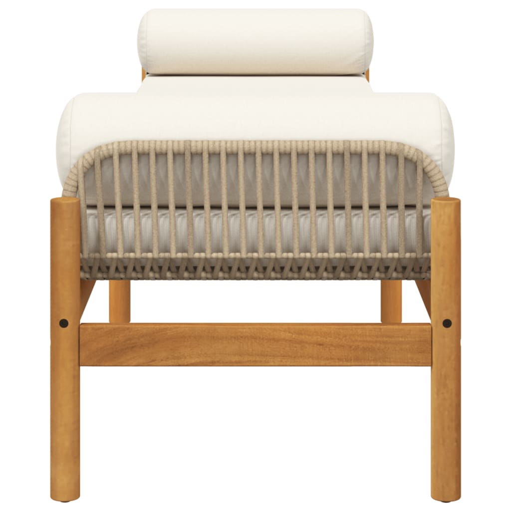 Banc de jardin avec coussin beige résine tressée acacia