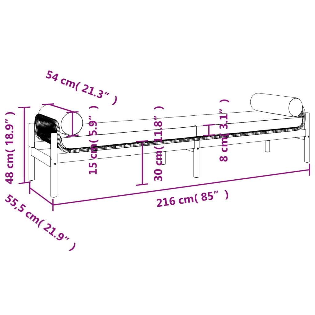 Banc de jardin avec coussin beige résine tressée acacia