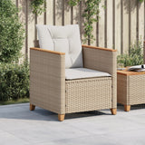 Chaise de jardin avec coussins beige résine tressée