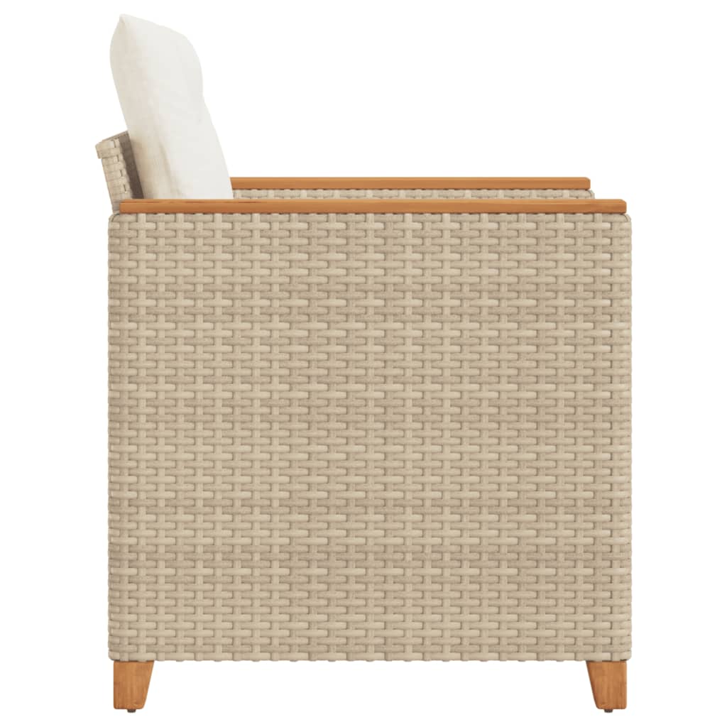 Chaise de jardin avec coussins beige résine tressée