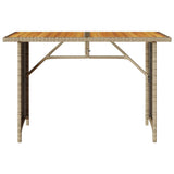 Table de jardin avec dessus en bois noir 110x68x70 cm rotin