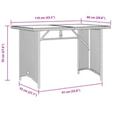 Table de jardin avec dessus en bois noir 110x68x70 cm rotin