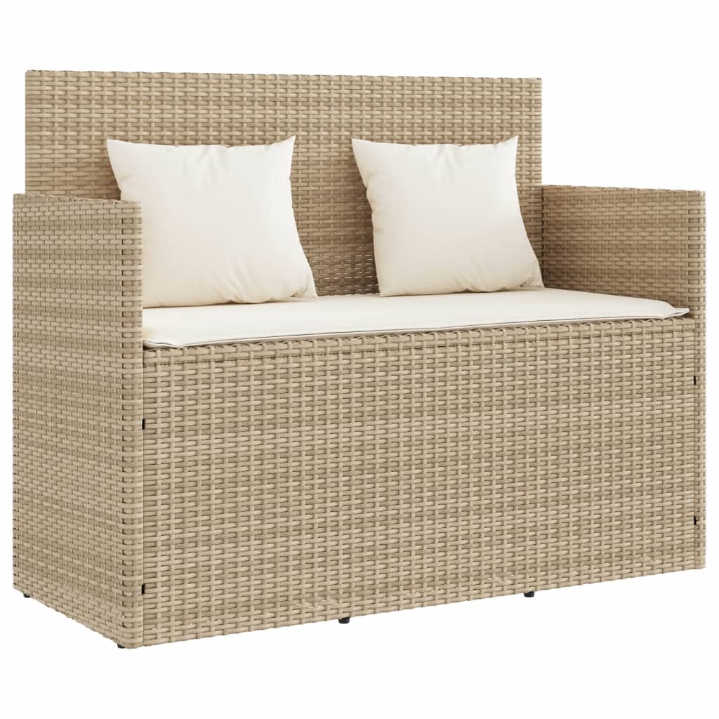 Banc de jardin avec coussins beige résine tressée