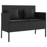 Banc de jardin avec coussins noir résine tressée