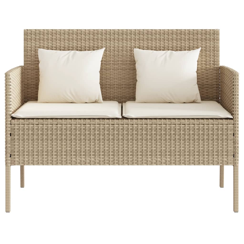 Banc de jardin avec coussins beige résine tressée