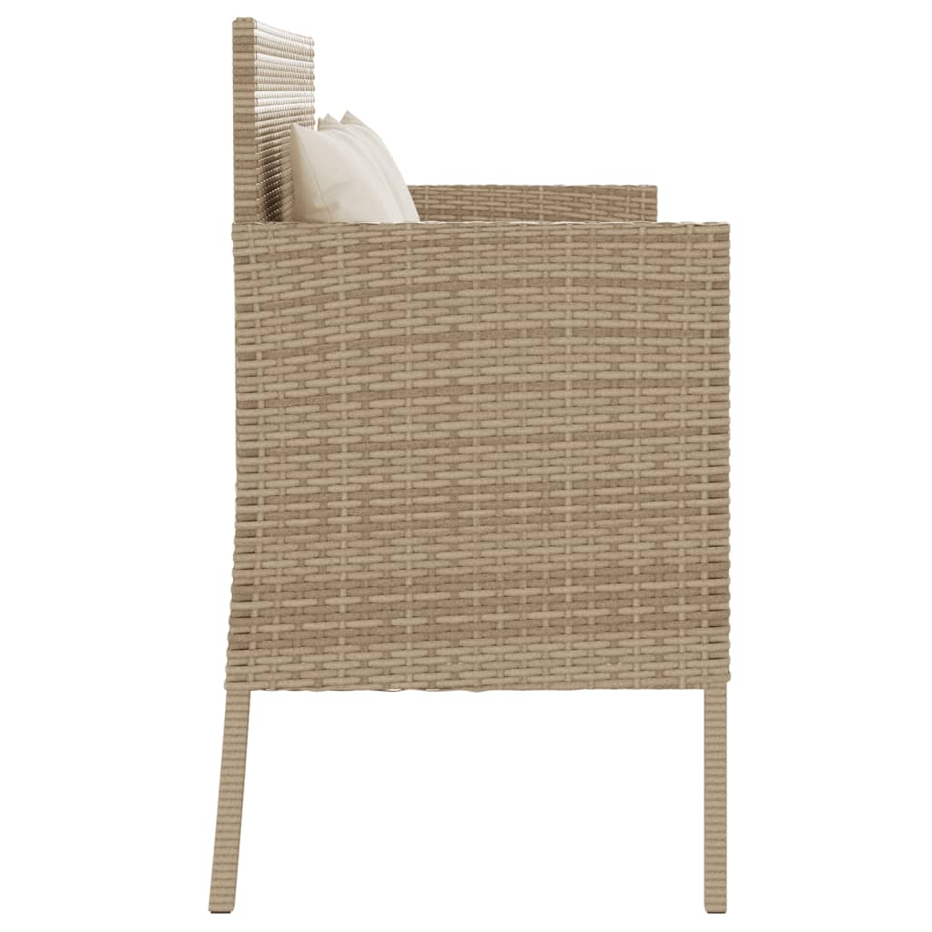 Banc de jardin avec coussins beige résine tressée