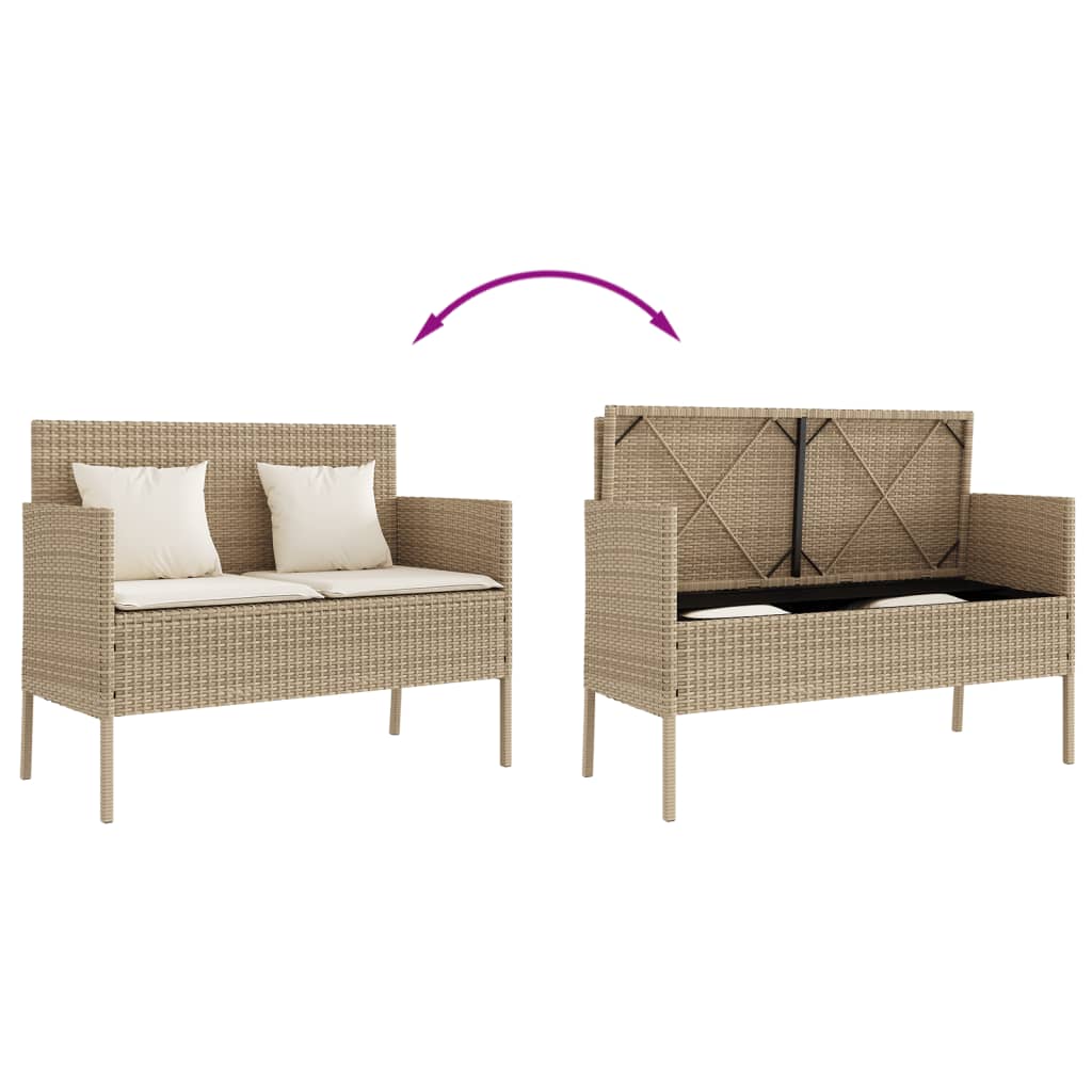 Banc de jardin avec coussins beige résine tressée