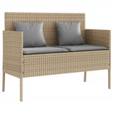 Banc de jardin avec coussins beige résine tressée