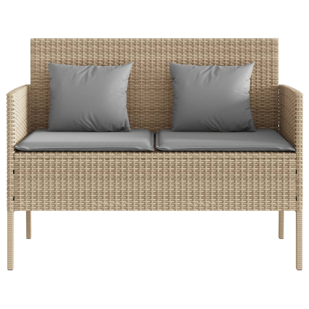 Banc de jardin avec coussins beige résine tressée