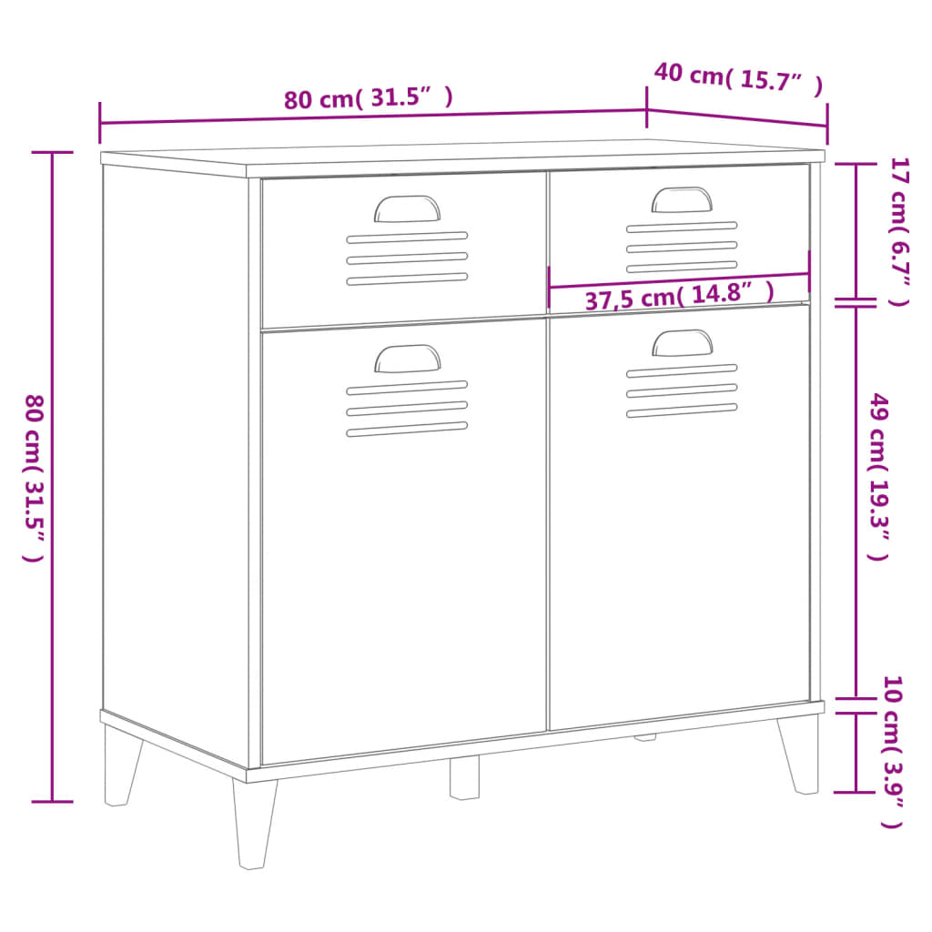 Buffet VIKEN blanc 80x40x80 cm bois d'ingénierie