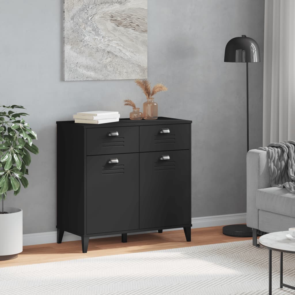 VIKEN schwarzes Sideboard 80x40x80 cm, Holzwerkstoff