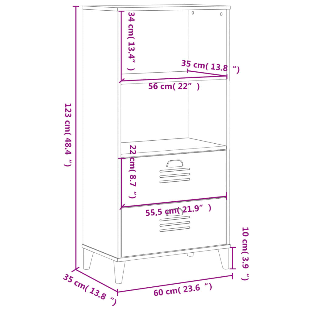 Bibliothèque VIKEN noir 60x35x123 cm bois d'ingénierie