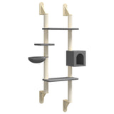 Wall-mounted cat tree with scratching post dark grey 180 cm