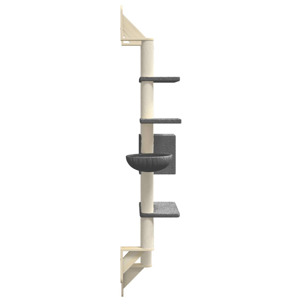 Wall-mounted cat tree with scratching post dark grey 180 cm