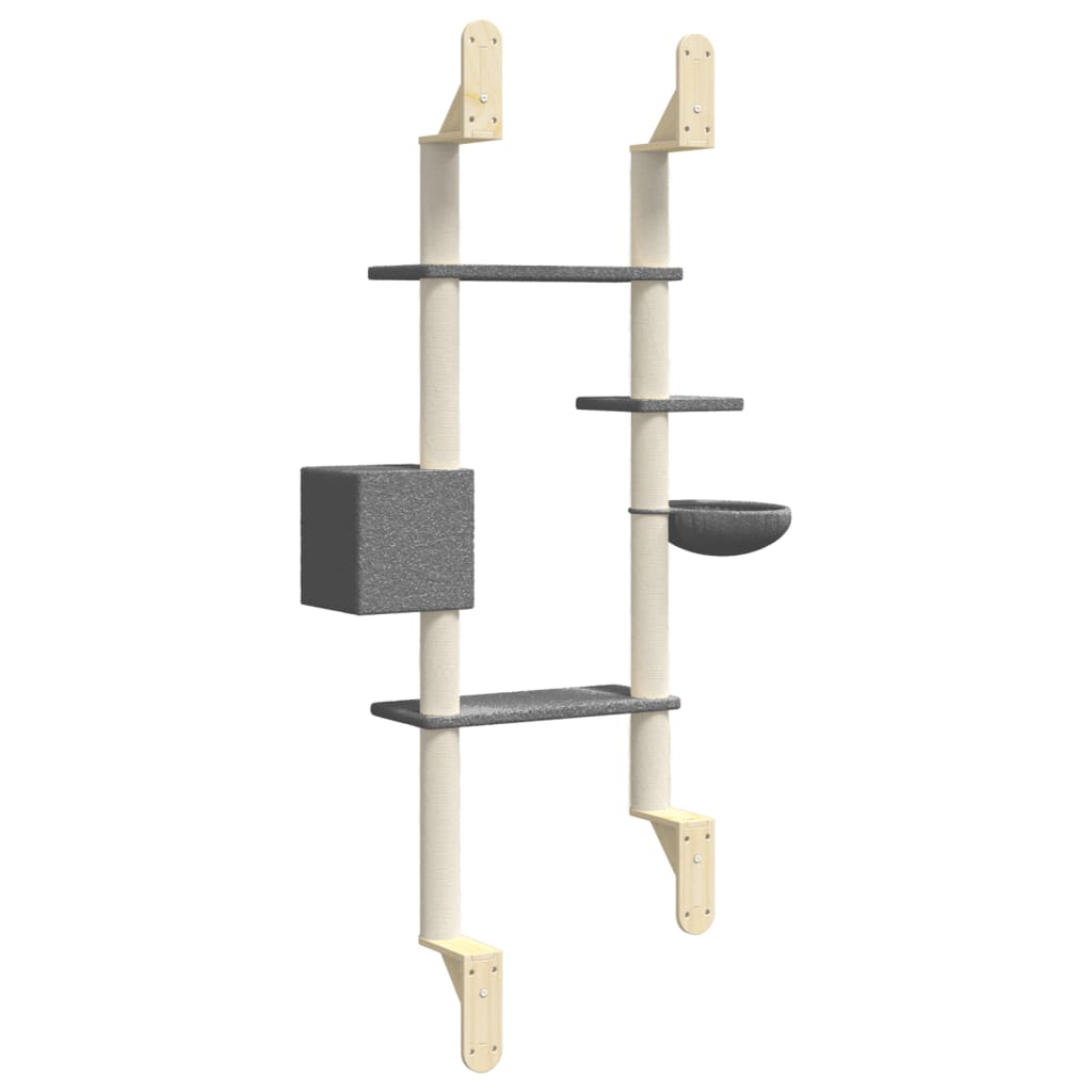 Wall-mounted cat tree with scratching post dark grey 180 cm