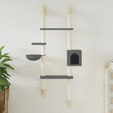 Wall-mounted cat tree with scratching post dark grey 180 cm