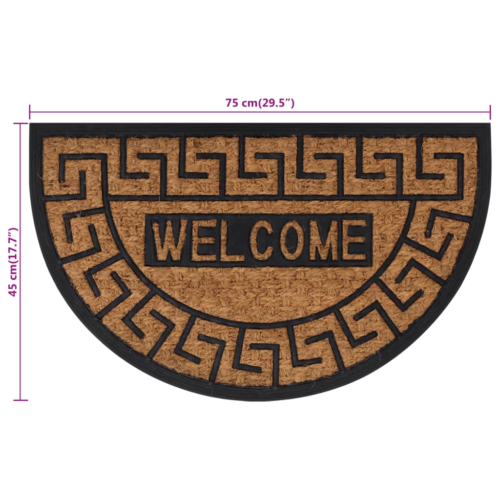 Tapis de porte demi-rond 45x75 cm caoutchouc et fibre de coco