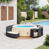 Black hot tub frame woven resin solid acacia wood