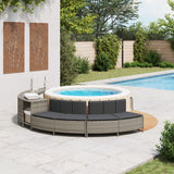 Bancs de spa avec coussins 2 pcs gris résine tressée