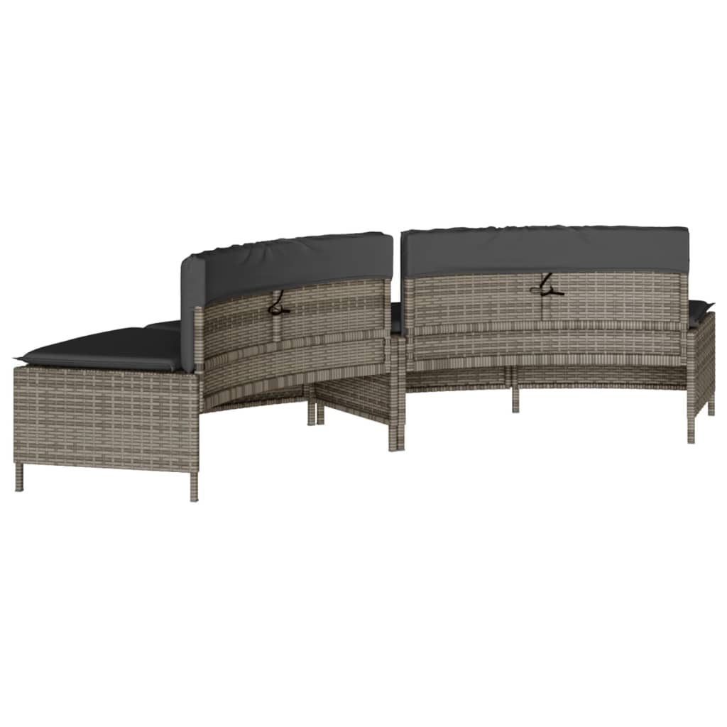 Bancs de spa avec coussins 2 pcs gris résine tressée