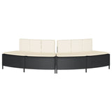 Bancs de spa avec coussins 2 pcs noir résine tressée